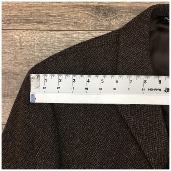 JOS A BANK Mens Tweed Overcoat Long Coat Jacket Wool Size 40S Casual Blazer - Picture 7 of 12